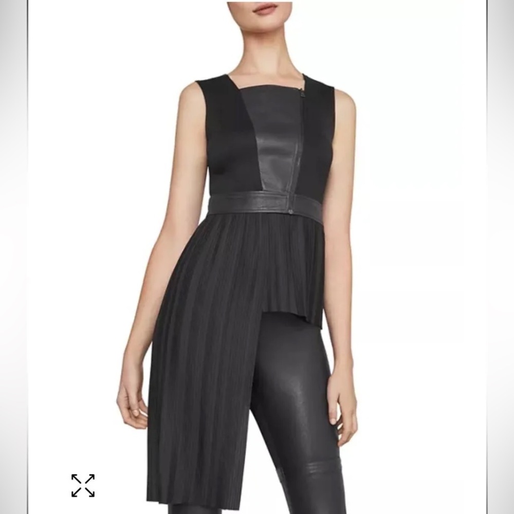 BCBGMaxAzria Black Asymmetrical Sleeveless Top
